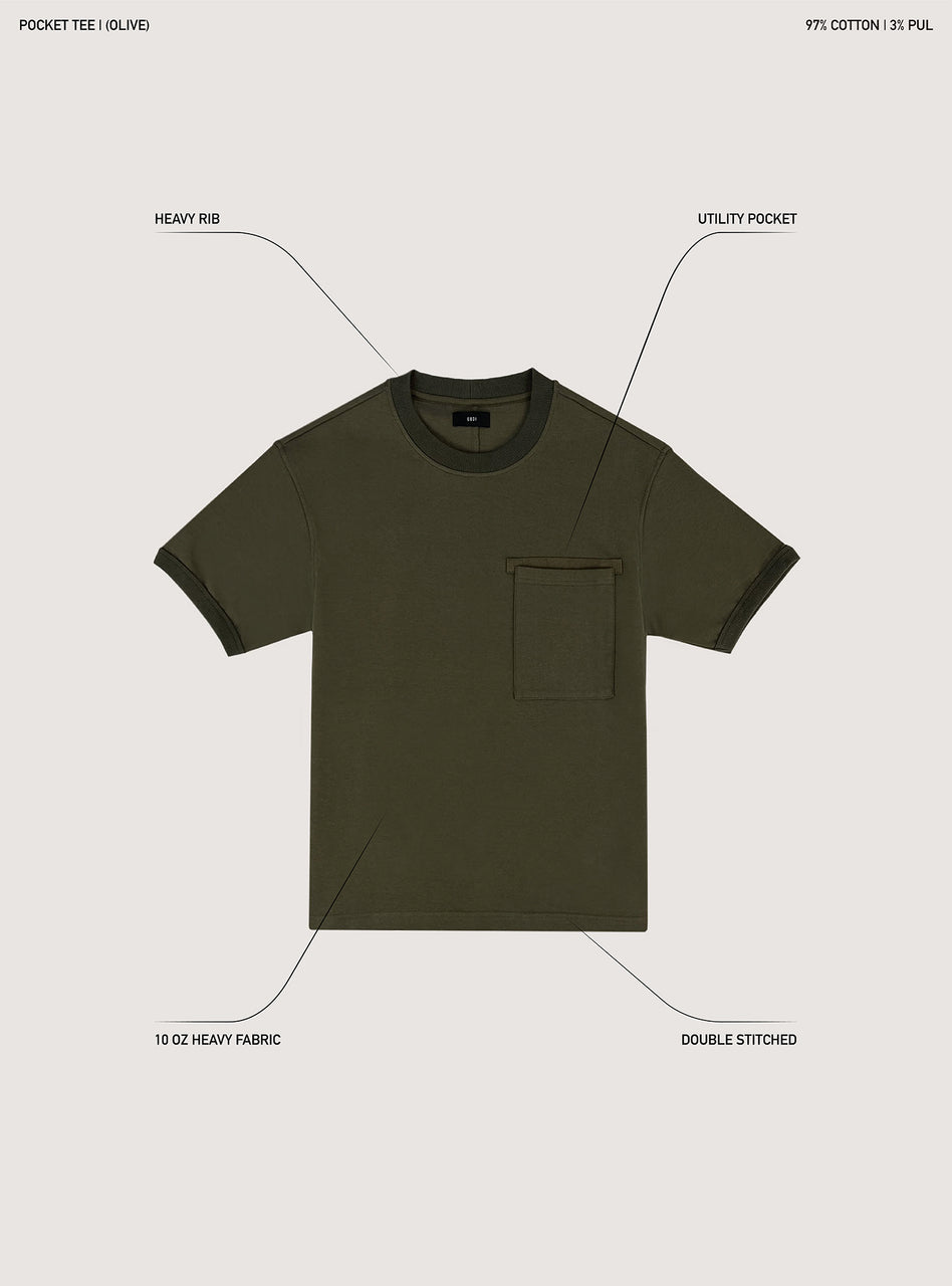 Buy Olive Color POCKET TEE Online From Godiwear